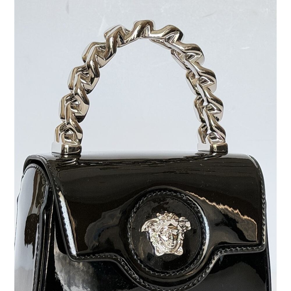 Versace Silver Medusa Black Leather Mini Top Handle Bag 1023434 IT NWT $1700 - Picture 5 of 16